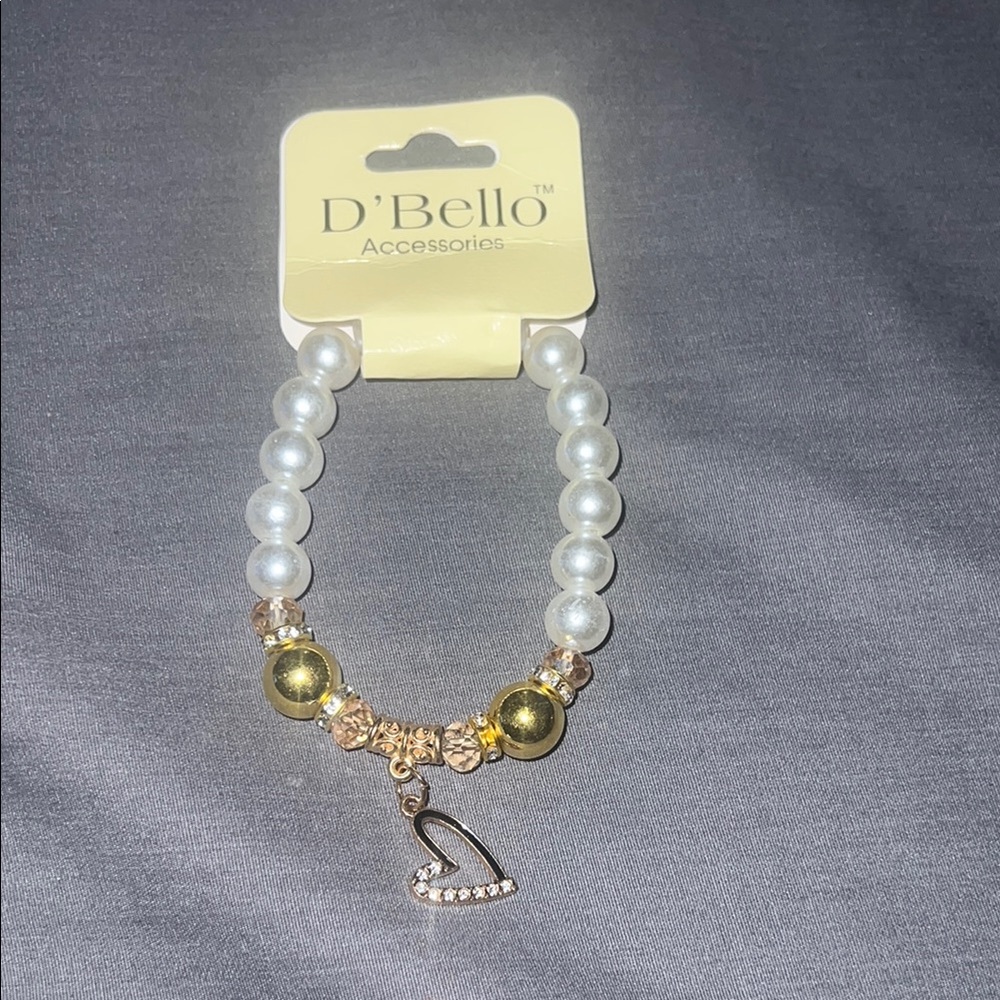 Gold and White Pearl Bracelet